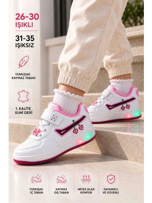Slipcat Çocuk Işıklı Spor Ayakkabı Cırt Cırtlı Kaymaz Taban Günlük Rahat Sneaker
