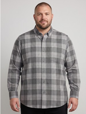 Secret Touch Erkek Büyük Beden Uzun Kollu Tek Cepli Kareli Gömlek 2xl 3xl 4xl