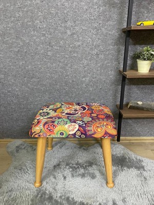 Asedia Trend Retro Naturel Ahşap Ayak Uzatma Pufu Makyaj Koltuğu Tabure Babalar Günü Hediyesi