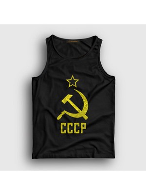 Presmono Unisex Siyah Logo CCCP Sovyetler Birliği Atlet