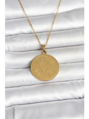 Ankaverse® 316L Çelik Gold Renk Ayetel Kürsi Yazılı Kolye
