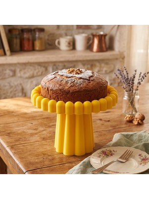 Modern Tasarım Bilyeli / Kabartmalı Ayaklı Pasta & Sunum Tabağı Standı