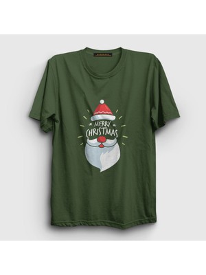 Presmono Unisex Haki Merry Christmas Noel Baba Santa Claus Yılbaşı T-Shirt