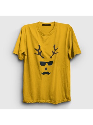 Presmono Unisex Sarı Male Deer Yılbaşı T-Shirt