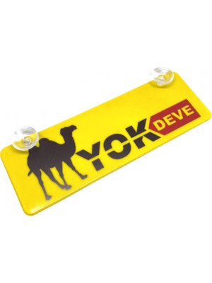 Canarino Yok Deve Yazılı Sarı Dekor Plaka Vantuzlu Cam Süsü 22X7.5CM