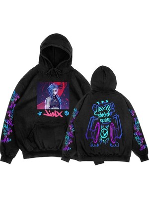 Tarzsokak Siyah Unisex Arcane Jinx Boom Maymun Kapüşonlular Video Oyunu