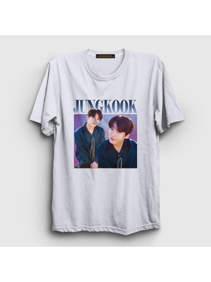 Presmono Unisex Beyaz Poster K Pop Jungkook Bts T-Shirt