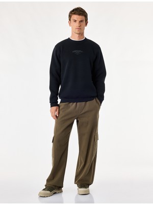 Koton Üç Iplik Şardonlu Bisiklet Yaka Uzun Kollu Baskılı Sweatshirt