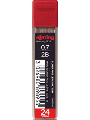 Rotring 3 Adet Super Polimer Kalem Ucu 0,7 mm 2b 24 Adet Kırmızı Renkli Kırtasiye Ürünü