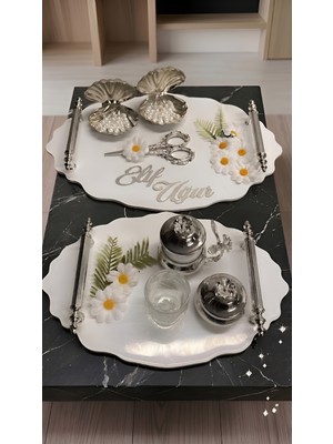 Cyz Home Oval Söz Nişan Tepsisi Kız Isteme Tepsisi Damat Kahve Tepsisi