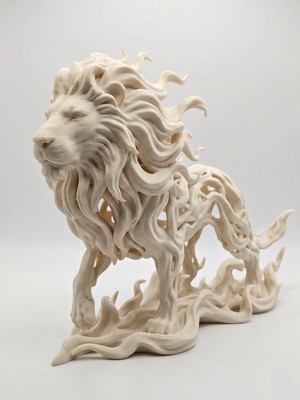 Yakamoz Atölye Voronoi Aslan 3D Baskı Dekoratif Heykel Masaüstü Süs