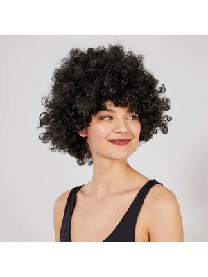 ALK Siyah Renk Kıvırcık Afro Bonus Peruk