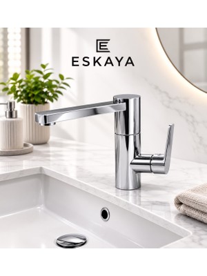 Eshome Lüx Premium Silva 360° Döner Borulu Banyo Lavabo Bataryası Çeşmesi Musluğu