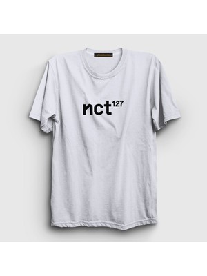 Presmono Unisex Beyaz Logo K-Pop Nct 127 T-Shirt