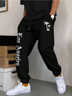 Tarzsokak Hypemode Letter Graphic Drawstring Waist Eşofman Altı