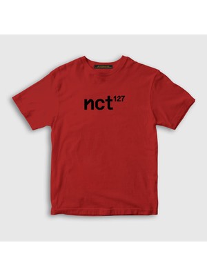 Presmono Unisex Çocuk Kırmızı Logo K-Pop Nct 127 T-Shirt