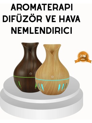 ALK Ahşap Desenli 130 ml Aromaterapi Difüzör Sessiz ve USB Bağlantılı