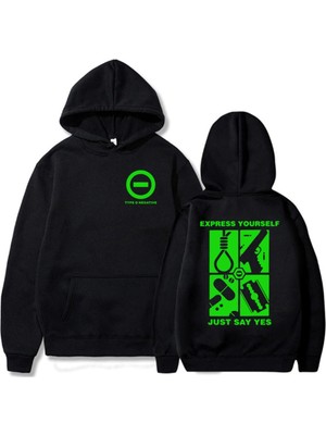 Tarzsokak Siyah Unisex Kendinizi Ifade Edin Sadece Evet Söyle Kapüşonlular Tip O Negatif Rock Grubu Uzun Kol