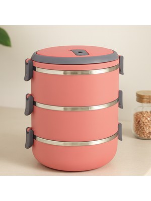 ALK 3'lü Sefer Tası Saklama Kabı 1.8 L Koyu Pembe