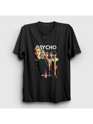 Presmono Unisex Siyah Psycho K-Pop Red Velvet T-Shirt