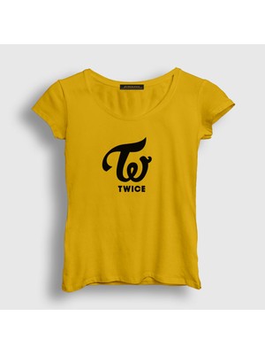 Presmono Kadın Sarı Logo V2 K-Pop Twice T-Shirt