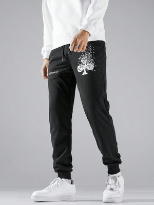 Tarzsokak Hypemode Slogan Graphic Drawstring Waist Eşofman Altı