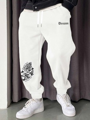 Tarzsokak Letter Graphic Drawstring Waist Eşofman Altı