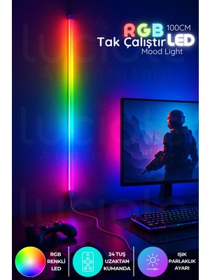 Luciole Mood Light Serisi | 100 cm Rgb Duvar LED Bar - Kumandalı Tak Çalıştır Atmosfer Işığı