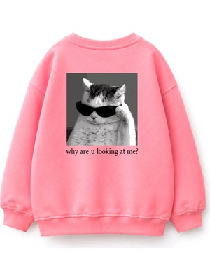 Monila Unisex Çocuk 3 Iplik Kumaş  Pamuklu Sırt Baskılı Sweatshirt