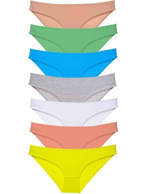 7 Adet Süper Eko Set Likralı Kadın Slip Külot Çok Renkli