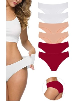 6 Adet Kadın Dikişsiz Lazer Kesim Esnek Iz Yapmayan Külot S10