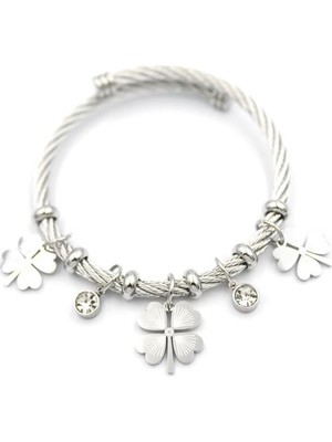 Yonca Charm Bilezik - Gümüş