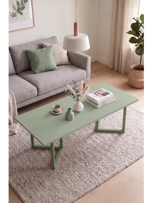 Robin Home Orta Sehpa Kayın Ahşap Ayaklı 120X60CM Ihlamur Yeşili-Kayın