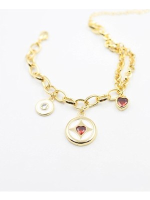 Kalp Zincir Bileklik - Altın
