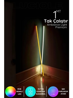 Luciole Rgb LED Strip Tube Light  Abajur Uzaktan Kumandalı Işık Lamba Ampül Aydınlatma Renkli Atube8