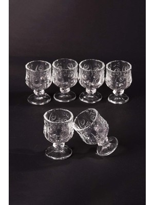 Ayaklı Kahve Yanı Bardağı Kristal Kesim Shot Bardak 7cm x 4 cm 6 Lı Set