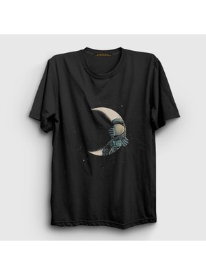 Presmono Unisex Siyah Hide And Seek Astronaut Space Astronot Uzay T-Shirt