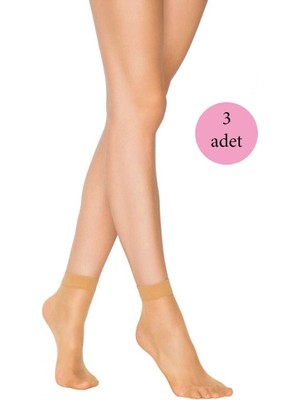 3 Adet Kadın Ten Süper 15 Mat Soket Çorap Ten