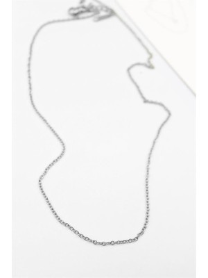 Çelik Zincir Kolye - 45 cm - Gümüş