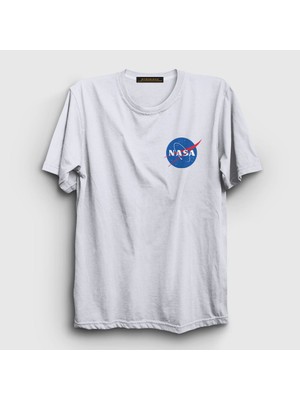Presmono Unisex Beyaz Logo Nasa Space Uzay T-Shirt