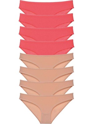 8 Adet Süper Eko Set Likralı Kadın Slip Külot Fuşya Ten