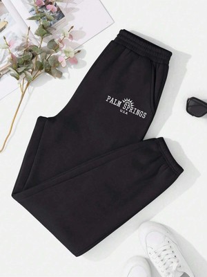 Tarzsokak Lune Letter Graphic Thermal Lined 4 Mevsim Eşofman