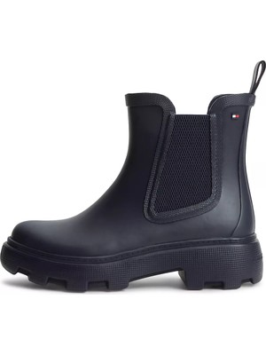 Tommy Hilfiger Kadın Yüksek Taban Elastik Bilek Tasarımlı Yüksek Taban Lacivert Bot & Bootie FW0FW09387-DW6