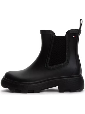 Tommy Hilfiger Kadın Yüksek Taban Elastik Bilek Tasarımlı Yüksek Taban Siyah Bot & Bootie FW0FW09387-BDS