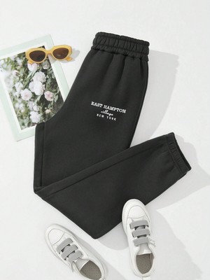 Tarzsokak Letter Embroidery Thermal Lined 4 Mevsim Eşofman