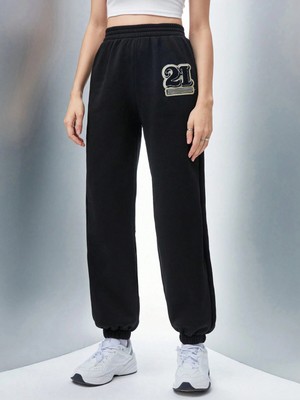 Tarzsokak Qutie Letter Graphic Elastic Waist 4 Mevsim Eşofman