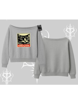 Tarzsokak Candyland Yazılı Sevimli Kedi Baskılı Kapşonlu Sweatshirt