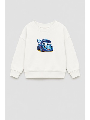 Monila Erkek Çocuk 3 Iplik Kumaş Araba Baskılı Pamuklu Sweatshirt