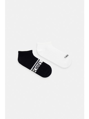Calvin Klein Kadın Yumuşak Pamuklu Logo Detaylı Düşük Bilekli Ikili Paket Siyah-Beyaz Çorap C701238129-004