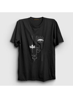 Presmono Unisex Siyah Lovers Valentine's Day Sevgililer Günü T-Shirt